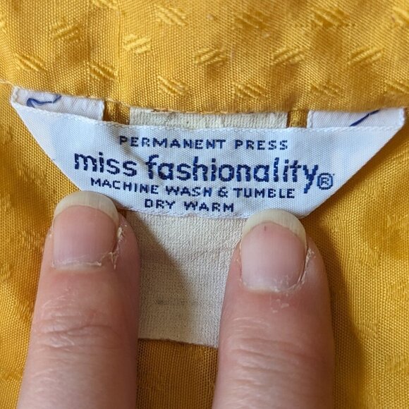 VINTAGE Miss Fashionality yellow long sleeve blouse 70s 80s - Picture 8 of 10